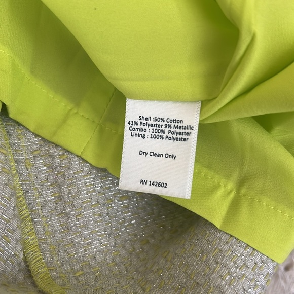 Sail To Sable Tweed Sleeveless V-Neck Sheath Mini Dress Lime Green/Silver Szie M - Picture 9 of 9